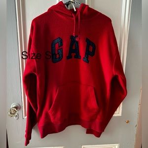 Gap Red with blue logo hoodie. Size small